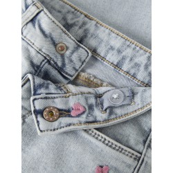 NAME IT Mini Rose Brede Broderi Jeans - Light Blue Bleached