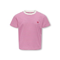 KIDS ONLY Pisa Maiken Crop S/S T-shirt - Cloud Dancer/Magenta