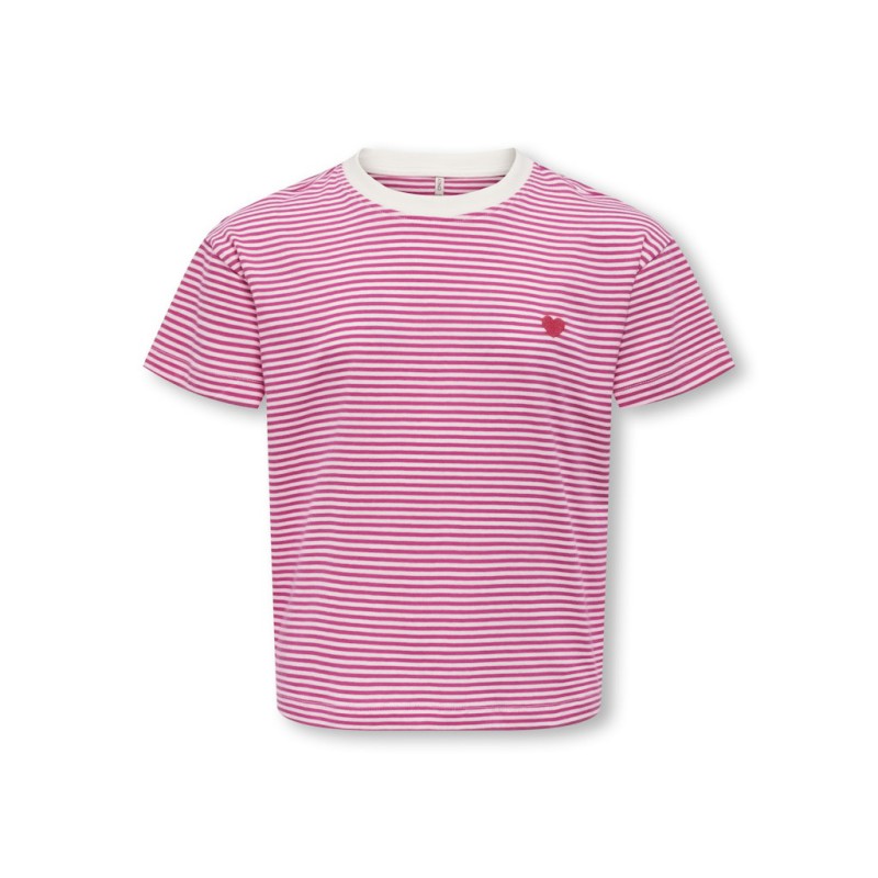 KIDS ONLY Pisa Maiken Crop S/S T-shirt - Cloud Dancer/Magenta