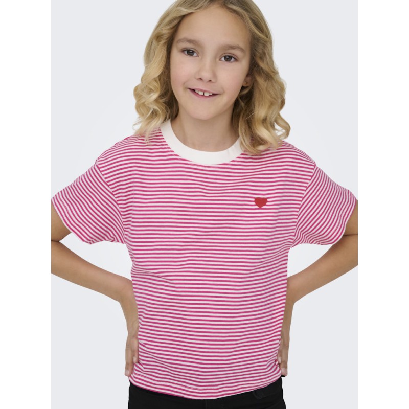 KIDS ONLY Pisa Maiken Crop S/S T-shirt - Cloud Dancer/Magenta