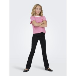 KIDS ONLY Pisa Maiken Crop S/S T-shirt - Cloud Dancer/Magenta