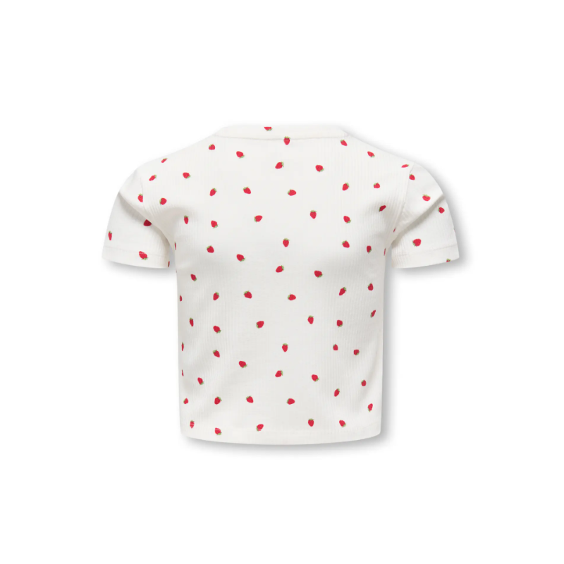 KIDS ONLY Bella Kort S/S T-shirt - Cloud Dancer/Strawberries