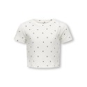 KIDS ONLY Bella Kort S/S T-shirt - Cloud Dancer/Black Hearts