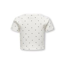 KIDS ONLY Bella Kort S/S T-shirt - Cloud Dancer/Black Hearts