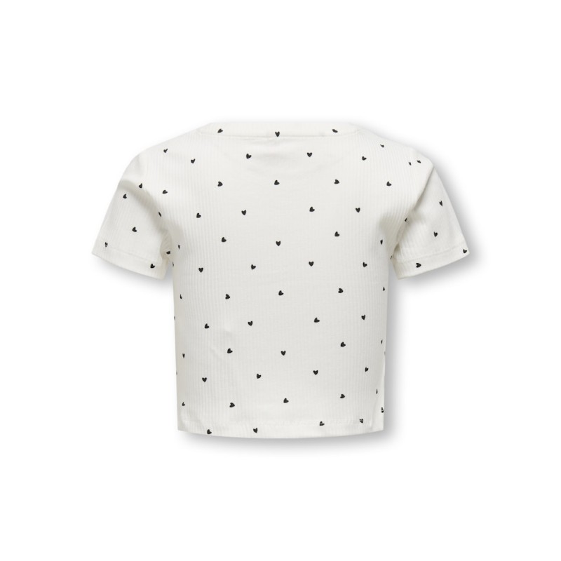 KIDS ONLY Bella Kort S/S T-shirt - Cloud Dancer/Black Hearts