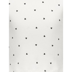 KIDS ONLY Bella Kort S/S T-shirt - Cloud Dancer/Black Hearts