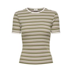 JDY Lada S/S Stribet Top - Fir Green