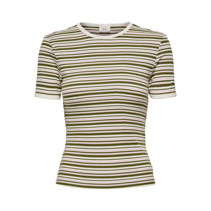 JDY Lada S/S Stribet Top - Fir Green