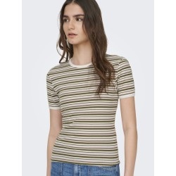 JDY Lada S/S Stribet Top - Fir Green