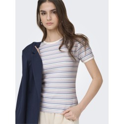 JDY Lada S/S Stribet Top - Cashmere Blue