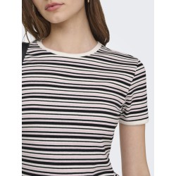 JDY Lada S/S Stribet Top - Sort