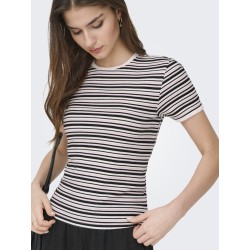 JDY Lada S/S Stribet Top - Sort