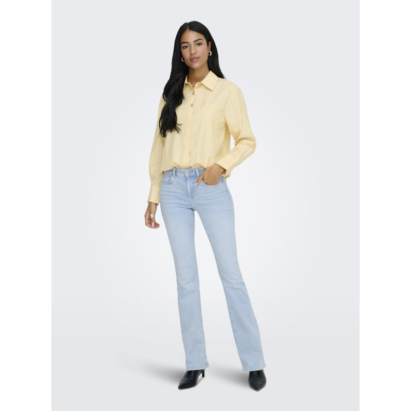 JDY Soho L/S Loose Fit Stribet Skjorte - Double Cream