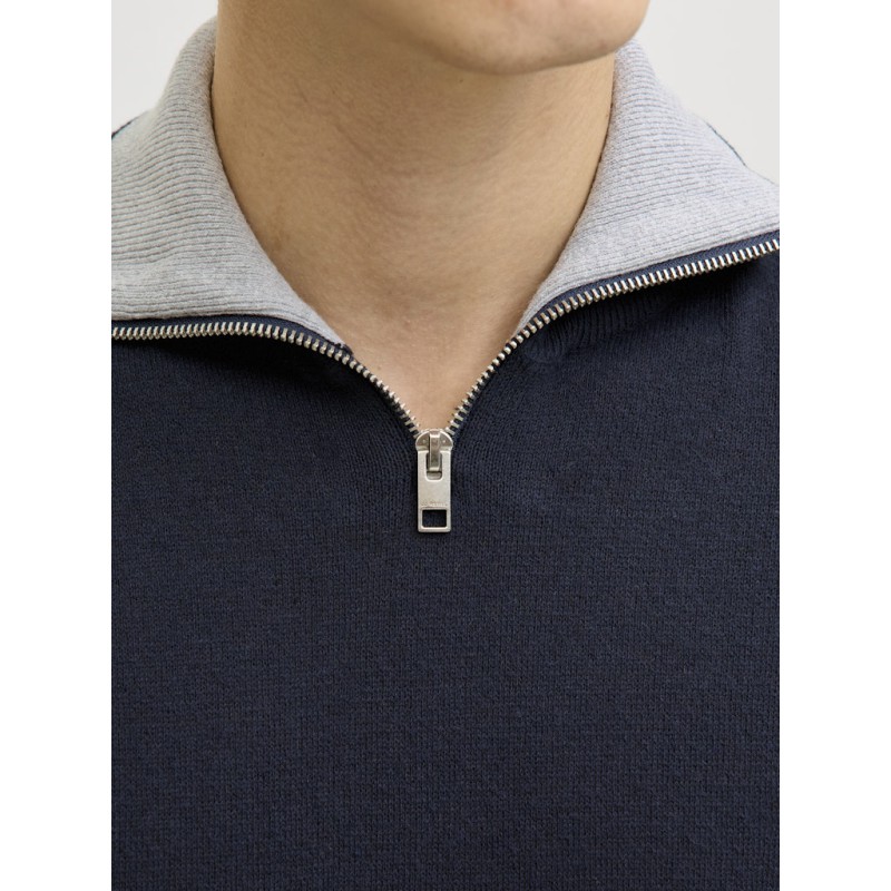 JACK & JONES Beaton Half zip Strik - Sky Captain