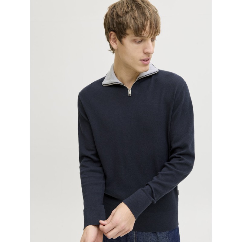 JACK & JONES Beaton Half zip Strik - Sky Captain