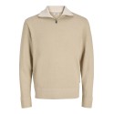 JACK & JONES Beaton Half zip Strik - Crockery