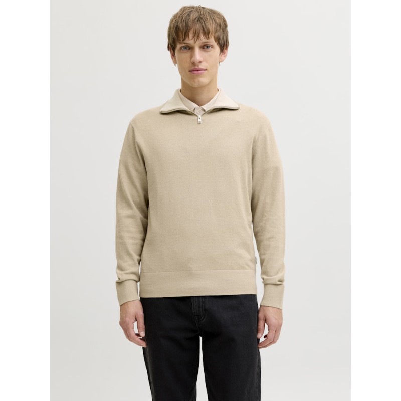 JACK & JONES Beaton Half zip Strik - Crockery