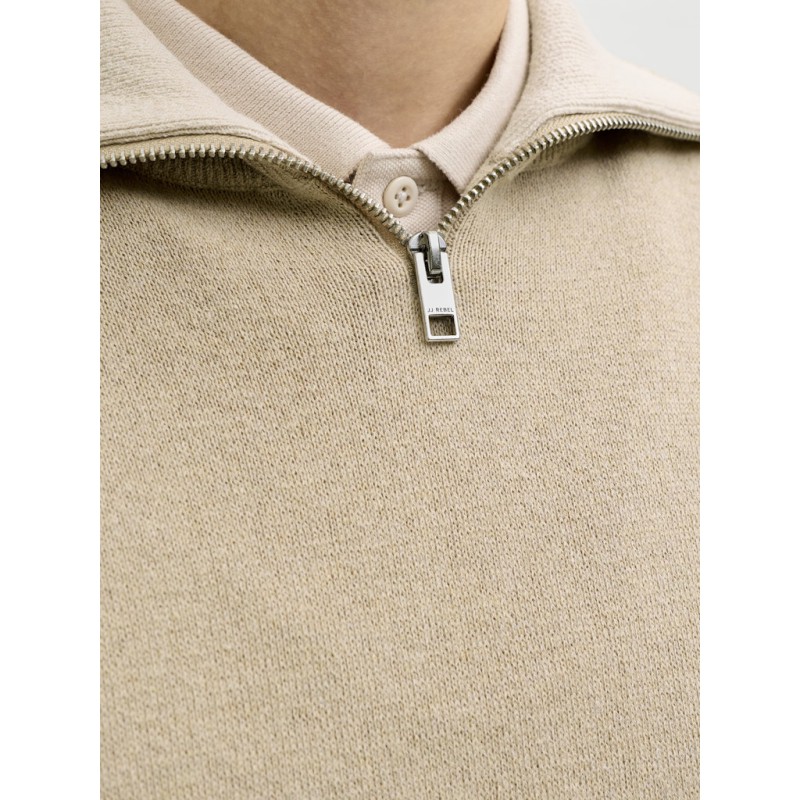 JACK & JONES Beaton Half zip Strik - Crockery