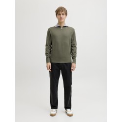 JACK & JONES Beaton Half zip Strik - Beetle