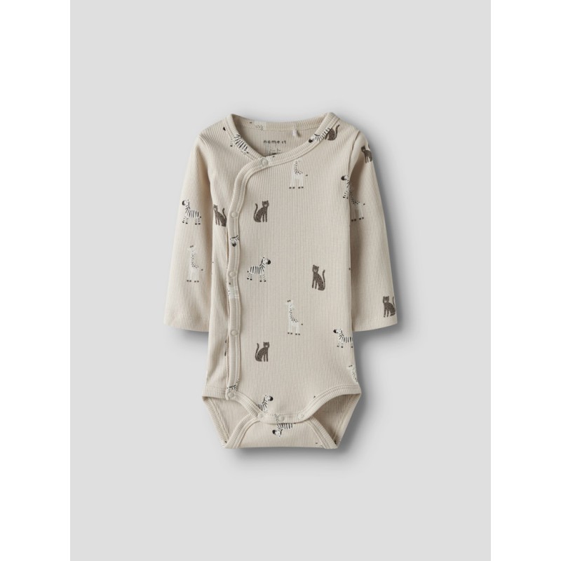 NAME IT Baby Tolla Safari L/S Wrap Bodystocking - Summer Sand