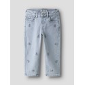 NAME IT Mini Bella Mom Broderi Jeans - Light Blue Denim / Flower