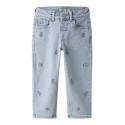 NAME IT Mini Bella Mom Broderi Jeans - Light Blue Denim / Flower