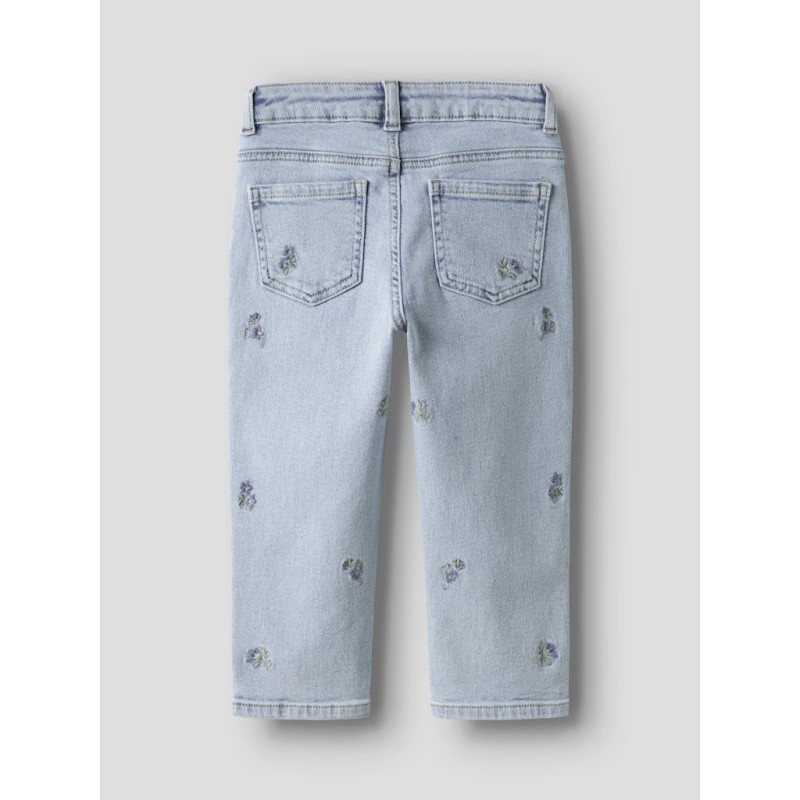 NAME IT Mini Bella Mom Broderi Jeans - Light Blue Denim / Flower