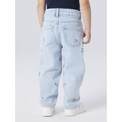 NAME IT Mini Bella Mom Broderi Jeans - Light Blue Denim / Flower
