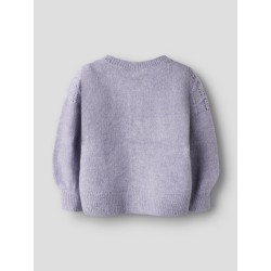 NAME IT Mini Batrilla L/S Strik Cardigan - Lavender Gray