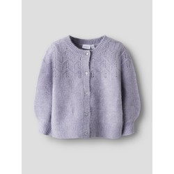 NAME IT Mini Batrilla L/S Strik Cardigan - Lavender Gray