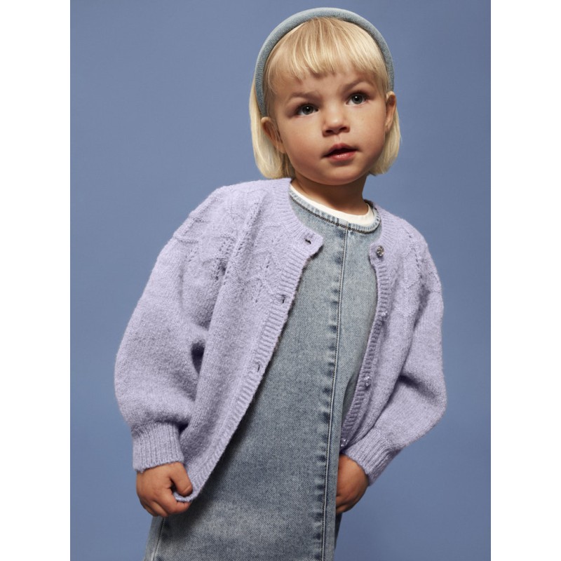 NAME IT Mini Batrilla L/S Strik Cardigan - Lavender Gray