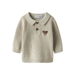 NAME IT Baby Tant L/S Strik Polo - Peyote Melange