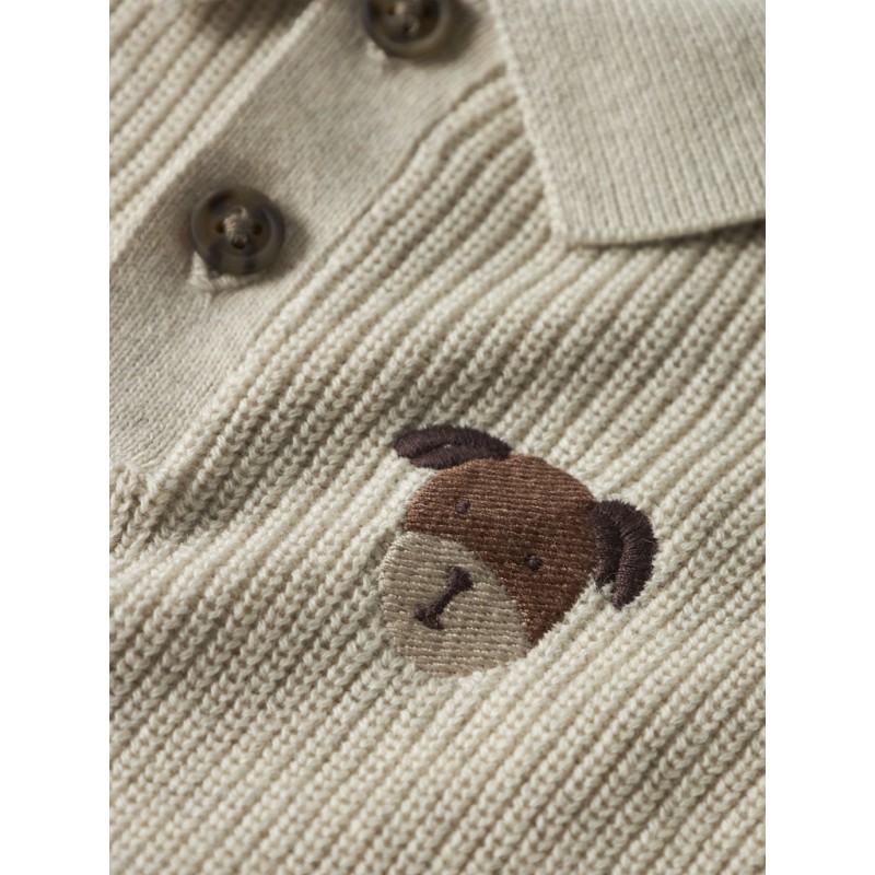 NAME IT Baby Tant L/S Strik Polo - Peyote Melange