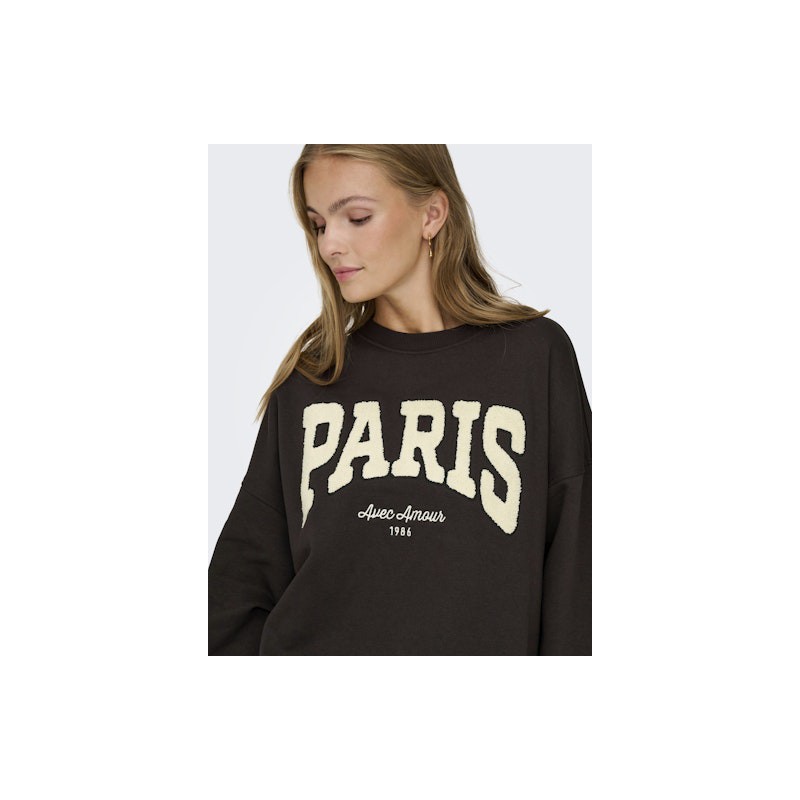 JDY Mesa L/S Broderi Sweatshirt - Ganache