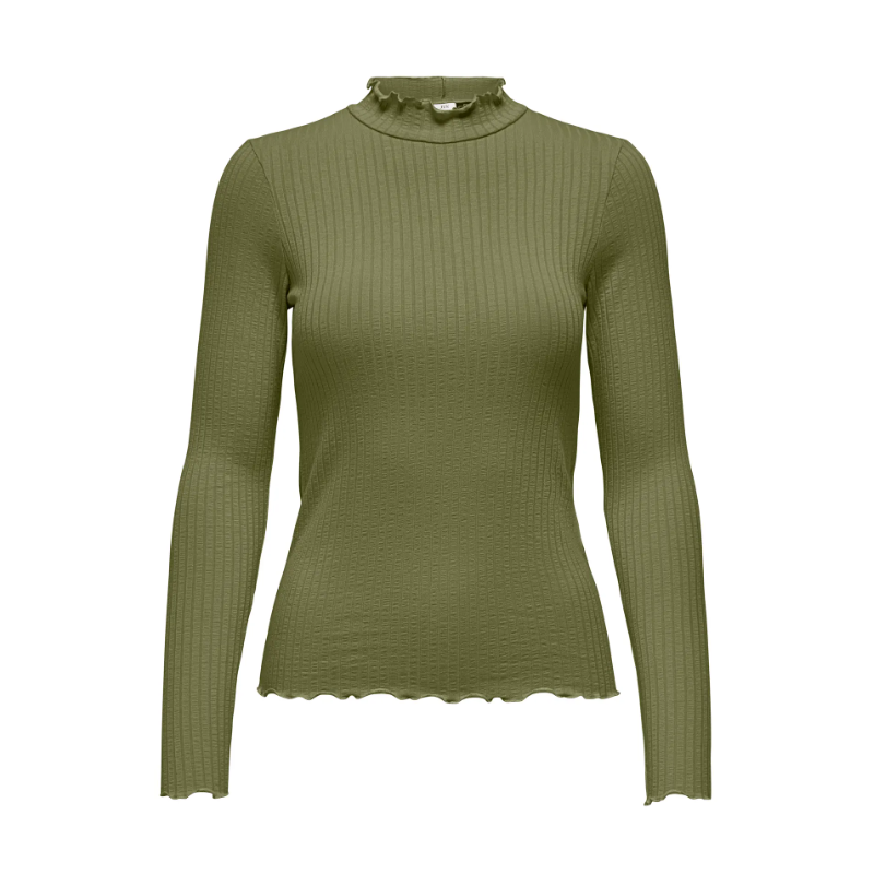 JDY Fransiska L/S Højhalset top - Olive Branch