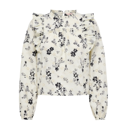 ONLY Rella L/S Broderi Flæse Top - Cloud Dancer