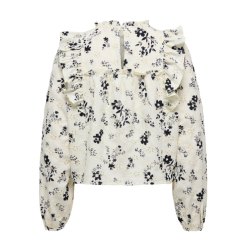 ONLY Rella L/S Broderi Flæse Top - Cloud Dancer