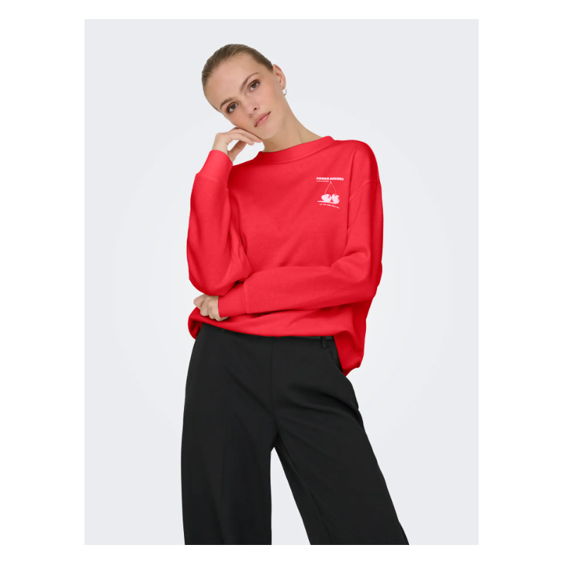 JDY Nanna L/S Text Sweatshirt - High Risk Red