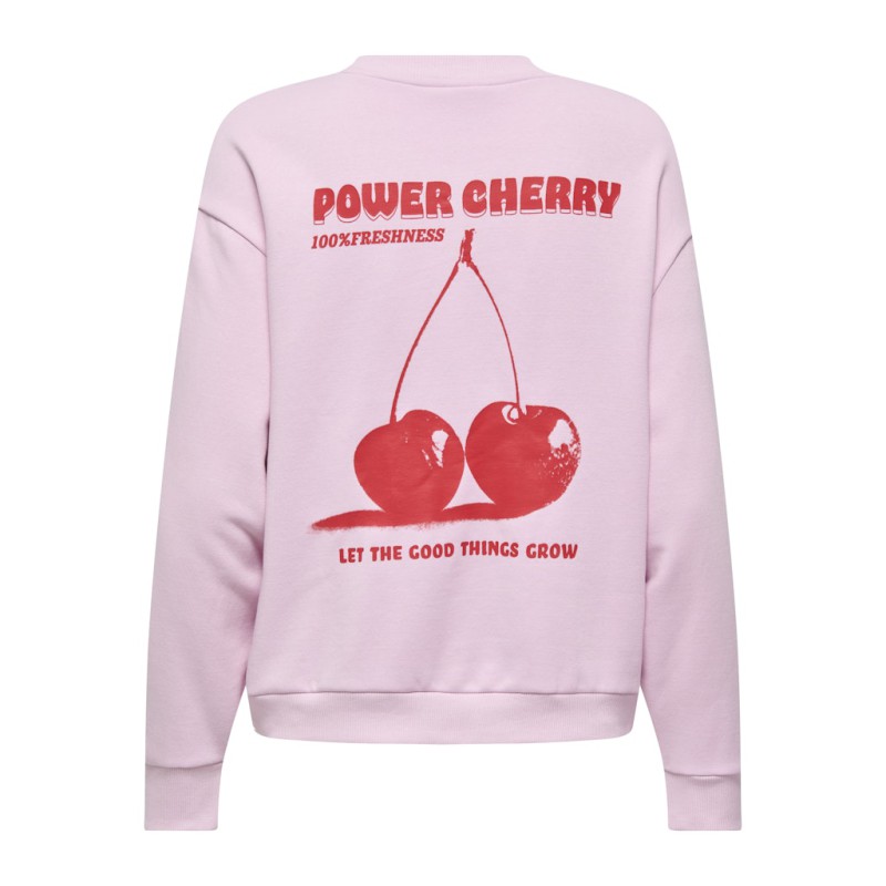 JDY Nanna L/S Text Sweatshirt - Pink Lady