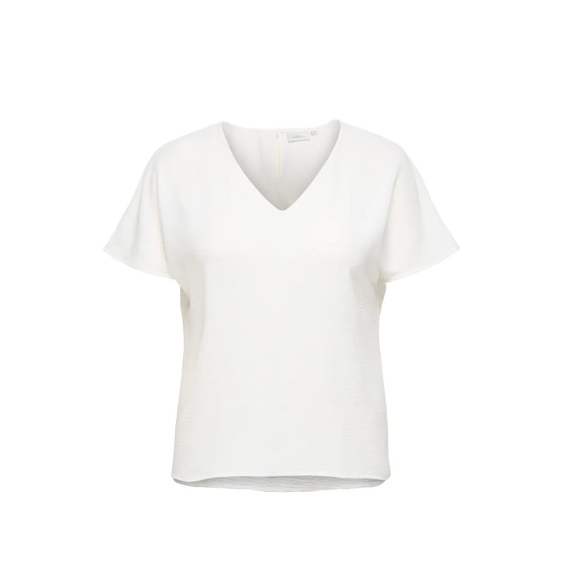 ONLY CARMAKOMA Metta V-Hals S/S Top - Cloud Dancer