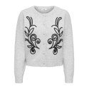 JDY Ella L/S Broderi Strik Cardigan - Light Grey Melange