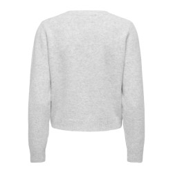 JDY Ella L/S Broderi Strik Cardigan - Light Grey Melange