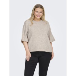 ONLY CARMAKOMA Simoni 3/4 Strik Pullover - Pumice Stone