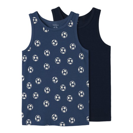 NAME IT Mini/Kids Tank Top 2-Pak Football - Dark Denim