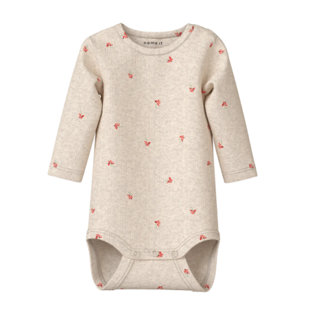 NAME IT Baby Berries L/S Bodystocking - Peyote Melange