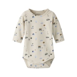 NAME IT Baby Bocar L/S Bodystocking - Pumice Stone