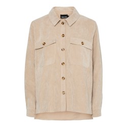 PIECES Effi L/S Fløjls Skjorte - White Pepper