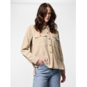 PIECES Effi L/S Fløjls Skjorte - White Pepper