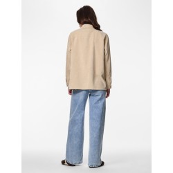 PIECES Effi L/S Fløjls Skjorte - White Pepper