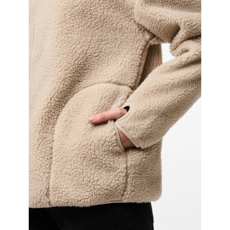 PIECES Sadia L/S Teddy Med Zip - Silver Gray